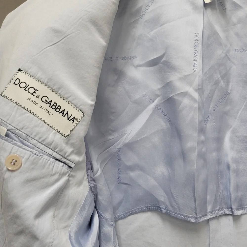 Dolce & Gabbana Powder Blue 3-Button Side Vent Men's Blazer Side Size 48R (38US)